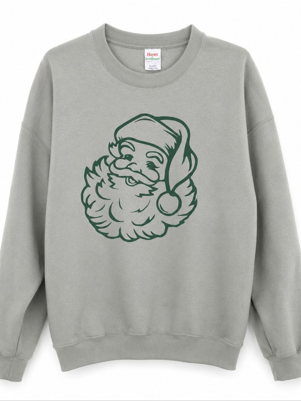 Hanes Santa Graphic Christmas Crewneck Sweatshirt Green XL